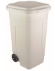 BIDONE RIFIUTI LT 80 IN POLIPROPILENE BIANCO CON 2 RUOTE - mm 450x500x780h