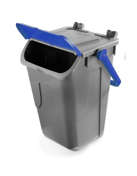 PORTARIFIUTI LT 35 PER DIFFERENZIATA IN POLIPROPILENE COLORE GRIGIO/BLU - mm 365x370x520h