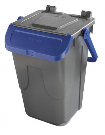 PORTARIFIUTI LT 35 PER DIFFERENZIATA IN POLIPROPILENE COLORE GRIGIO/BLU - mm 365x370x520h