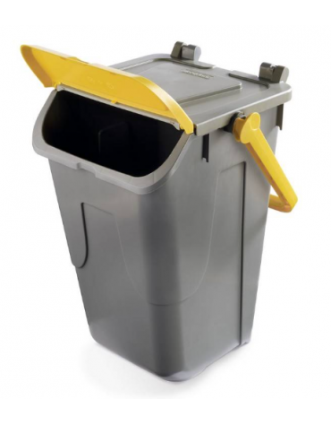 PORTARIFIUTI LT 35 PER DIFFERENZIATA IN POLIPROPILENE COLORE GRIGIO/GIALLO - mm 365x370x520h