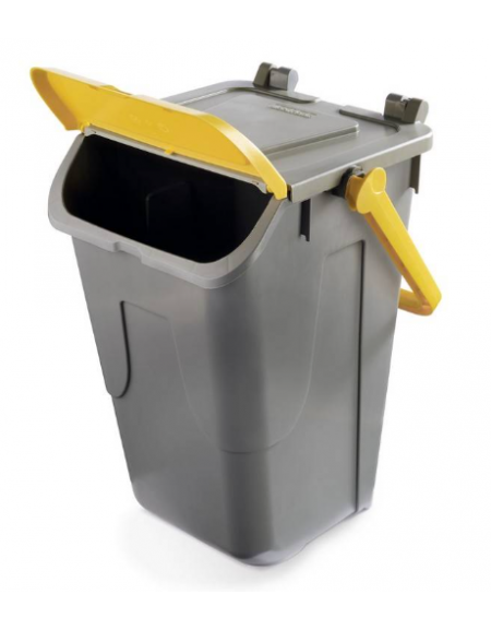 PORTARIFIUTI LT 35 PER DIFFERENZIATA IN POLIPROPILENE COLORE GRIGIO/GIALLO - mm 365x370x520h