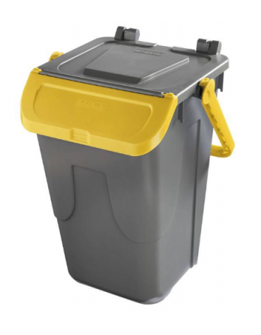 PORTARIFIUTI LT 35 PER DIFFERENZIATA IN POLIPROPILENE COLORE GRIGIO/GIALLO - mm 365x370x520h