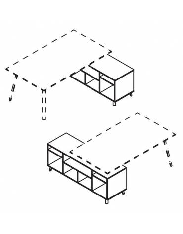 Servente a giorno per scrivania direzionale - cm 160x50x60h