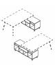 Servente a giorno per scrivania direzionale - cm 160x50x60h