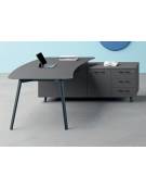 Servente per scrivania direzionale, con contenitore a giorno, ante e cassetti ammortizzati - cm 160x50x60h