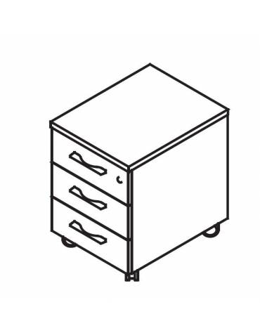 Cassettiera su ruote - top in melaminico, cassetti con chiusura ammortizzata e cassetto porta cancelleria - cm 42x60x59h