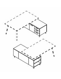 Servente per scrivania direzionale, con contenitore a giorno, ante e cassetti ammortizzati - cm 160x50x60h