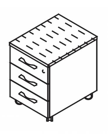 Cassettiera su ruote - top in HPL, cassetti con chiusura ammortizzata e cassetto porta cancelleria - cm 42x56x59h