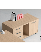 Mobile di servizio su ruote con vano a giorno, anta e cassettiera con chiusura ammortizzata - cm 118x60x61h