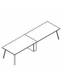 Tavolo riunione composto, piano melaminico spessore mm 25 e struttura metallica - Colori a scelta - cm 400x100x73,5h