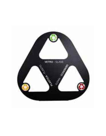 Pattumiera per raccolta differenziata, metallo verniciato nero, capacità 3x25 Lt. - Dim. 48x48x71h