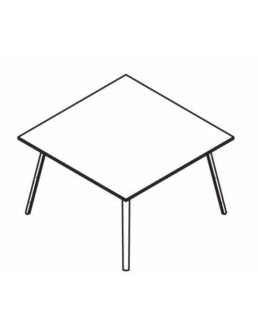 Tavolo riunione quadro piano melaminico spessore mm 25 e struttura metallica - Colori a scelta - cm 120x120x73,5h