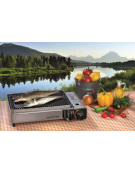 GRIGLIA LISCIA PORTATILE - ALIMENTAZIONE A CARTUCCIA DI GAS BUTANO (NON ICLUSA - Zona cottura  mm 34x25