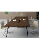 Tavolo riunione con canalizzazione sottopiano, piano melaminico spessore mm 18, struttura metallica - cm 340x160x72,5