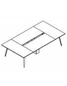 Tavolo riunione con canalizzazione sottopiano, piano melaminico spessore mm 18, struttura metallica - cm 380x160x72,5