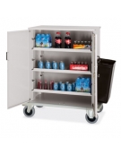 Carrello per rifornimento minibar frigobar in lamiera di acciaio - chiusura con ante a battenti con chiave - cm 100x62x119h