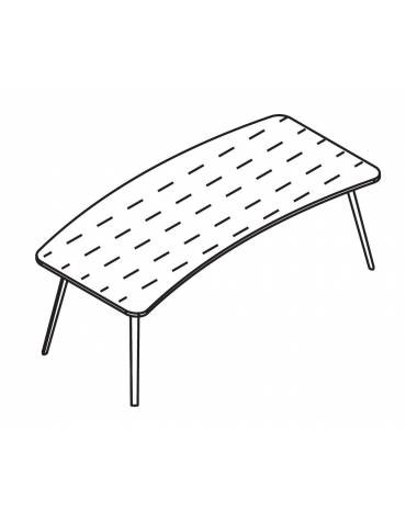 Scrivania direzionale sagomata, piano HPL e struttura metallica - Colori a scelta - cm 180x110x72h