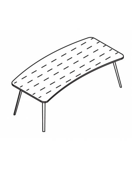 Scrivania direzionale sagomata, piano HPL e struttura metallica - Colori a scelta - cm 180x110x72h