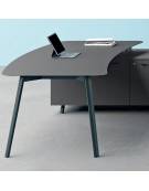 Scrivania direzionale per servente piano HPL sagomato e struttura metallica - Colori a scelta - cm 180x110x72h