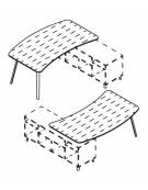 Scrivania direzionale per servente piano HPL sagomato e struttura metallica - Colori a scelta - cm 200x110x72h