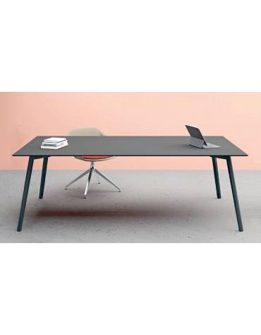 Tavolo riunione piano HPL e struttura metallica - Colori a scelta - cm 200x100x72h