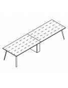 Tavolo riunione composto, piano HPL e struttura metallica - Colori a scelta - cm 240x120x72h