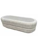 Fioriera ovale per esterno in cemento calcestruzzo colore Grigio pietra - con fascia color rame - cm 150x60x65h - Conforme ai CA