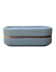 Fioriera ovale per esterno in cemento calcestruzzo colore Bianco travertino - fascia color rame - cm 150x60x65h - Conforme CAM