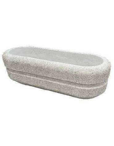 Fioriera ovale in cemento calcestruzzo colore Grigio sabbiato - con greca decorativa - cm 150x60x65h - Conforme CAM