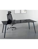 Scrivania direzionale piano in vetro retro laccato e struttura metallica - Colori a scelta - cm 180x90x72h