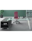 Scrivania direzionale per servente piano in vetro trasparente e struttura metallica - Colori struttura a scelta - cm 180x90x72h
