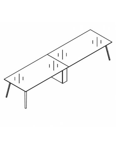 Tavolo riunione composto piano in vetro trasparente e struttura metallica - Colori struttura a scelta - cm 360x90x72h