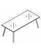 Tavolo riunione piano in vetro trasparente e struttura metallica - Colori struttura a scelta - cm 180x100x72h