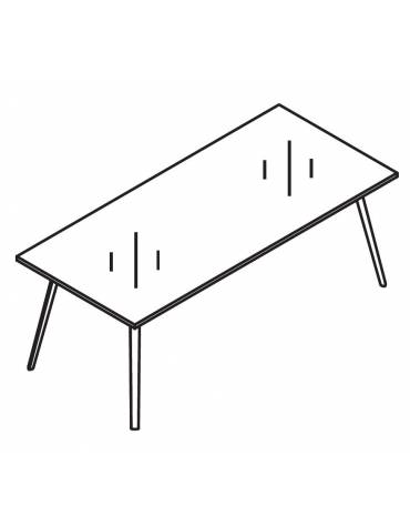Tavolo riunione piano in vetro trasparente e struttura metallica - Colori struttura a scelta - cm 200x100x72h
