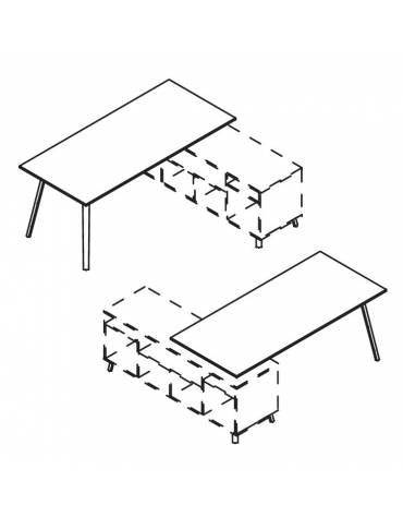 Scrivania operativa per servente, piano melaminico spessore mm 25 e struttura metallica - Colori a scelta - cm 200x80x73,5h