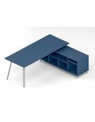 Scrivania operativa per servente, piano melaminico spessore mm 25 e struttura metallica - Colori a scelta - cm 220x80x73,5h