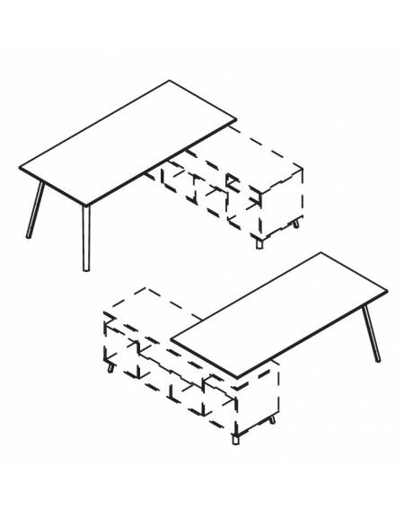 Scrivania operativa per servente, piano melaminico spessore mm 25 e struttura metallica - Colori a scelta - cm 220x80x73,5h