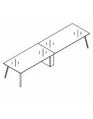 Tavolo riunione composto piano in vetro retro leccato e struttura metallica - Colori a scelta - cm 400x100x72h