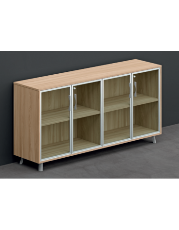 Armadio in melaminico con 4 ante in Vetro - Colori a scelta - cm 184x45x90,4h