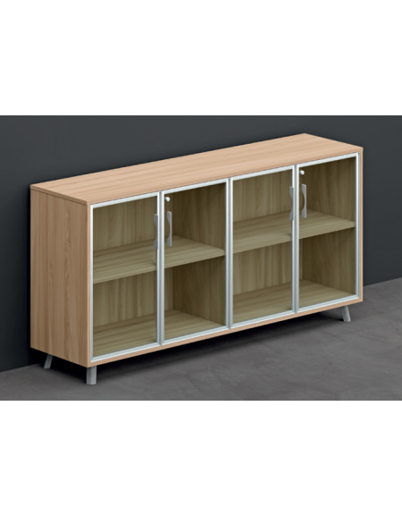 Armadio in melaminico con 4 ante in Vetro - Colori a scelta - cm 184x45x90,4h
