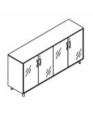 Armadio in melaminico con 4 ante in Vetro - Colori a scelta - cm 184x45x90,4h