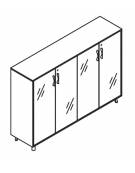 Armadio in melaminico con 4 ante in Vetro - Colori a scelta - cm 184x45x90,4h