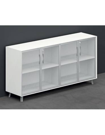 Armadio con elementi di chiusura in HPL con 4 ante in Vetro - Colori a scelta - cm 182x45x88,8h