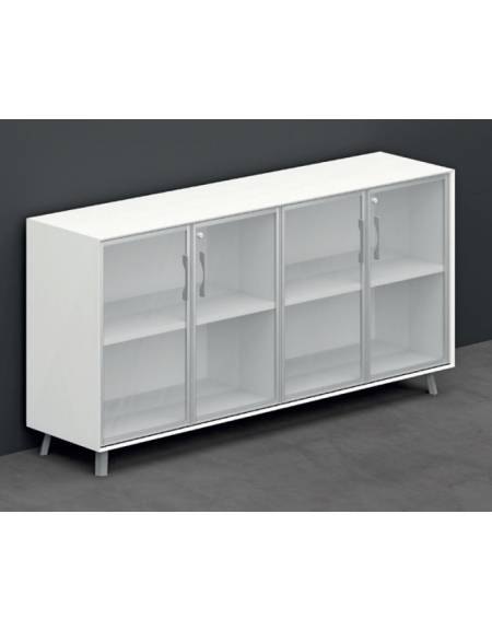 Armadio con elementi di chiusura in HPL con 4 ante in Vetro - Colori a scelta - cm 182x45x88,8h