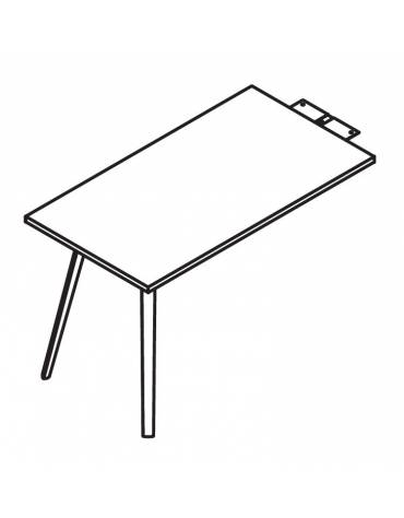 Allungo laterale per scrivania, spessore piano mm 25 e struttura metallica - Colori a scelta - cm 80x65x73,5h