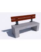 Panchina in cemento con sostegni spessore cm 17,5 - colore Bianco pietra - schienale in legno - cm 100x50x90h - Conforme ai CAM