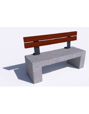 Panchina in cemento con sostegni spessore cm 17,5 - colore Bianco pietra - schienale in legno - cm 100x50x90h - Conforme ai CAM