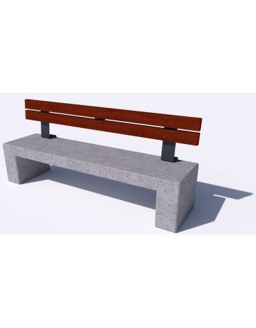 Panchina in cemento con sostegni spessore cm 17,5 - colore Grigio pietra - schienale in legno - cm 170x50x90h - Conforme ai CAM