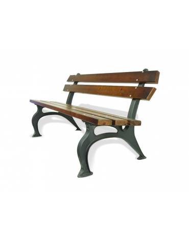 Panchina in acciaio inox e legno con schienale - Lunghezza cm 180