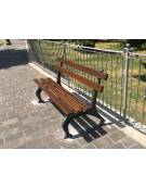 Panchina in acciaio inox e legno con schienale - Lunghezza cm 180